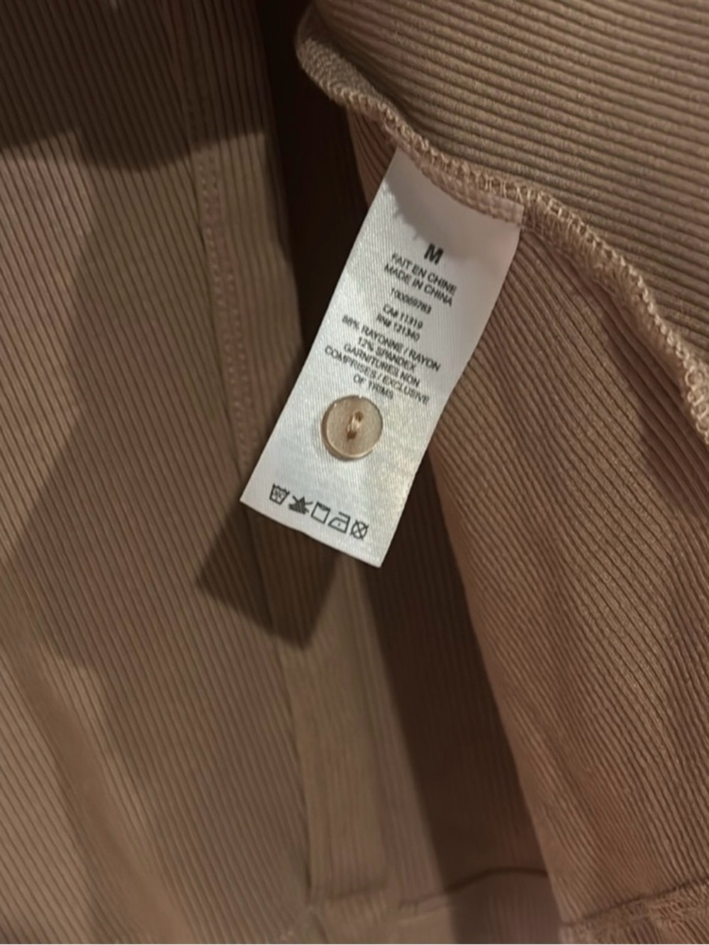 Dynamite Ribbed Taupe Button-Front Collared Knit Top - Picture 6 of 6